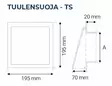 TS-125 tuulensuoja, 195x195mm - Velco korvausilmaventtiilit - 000760-22 - 3